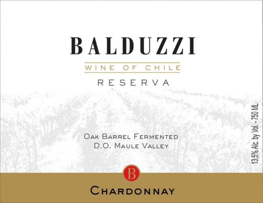 Balduzzi Vineyards & Winery Maule Valley Reserva Chardonnay 2013 Front Label