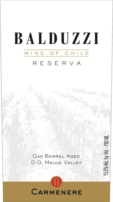 Balduzzi Vineyards & Winery Maule Valley Carmenere Reserva 2012 Front Label