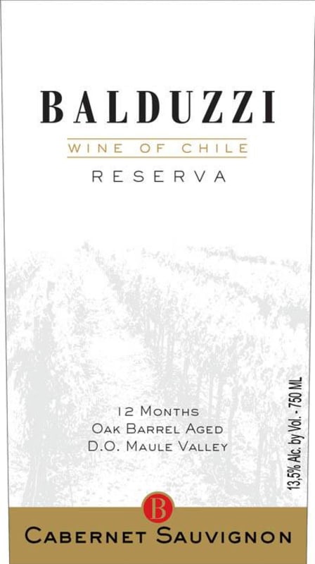 Balduzzi Vineyards & Winery Maule Valley Cabernet Sauvignon Reserva 2013 Front Label