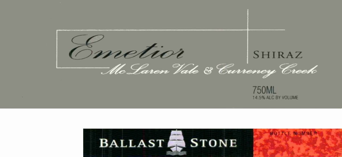 Ballast Stone Estate Wines Emetior Shiraz 2004 Front Label