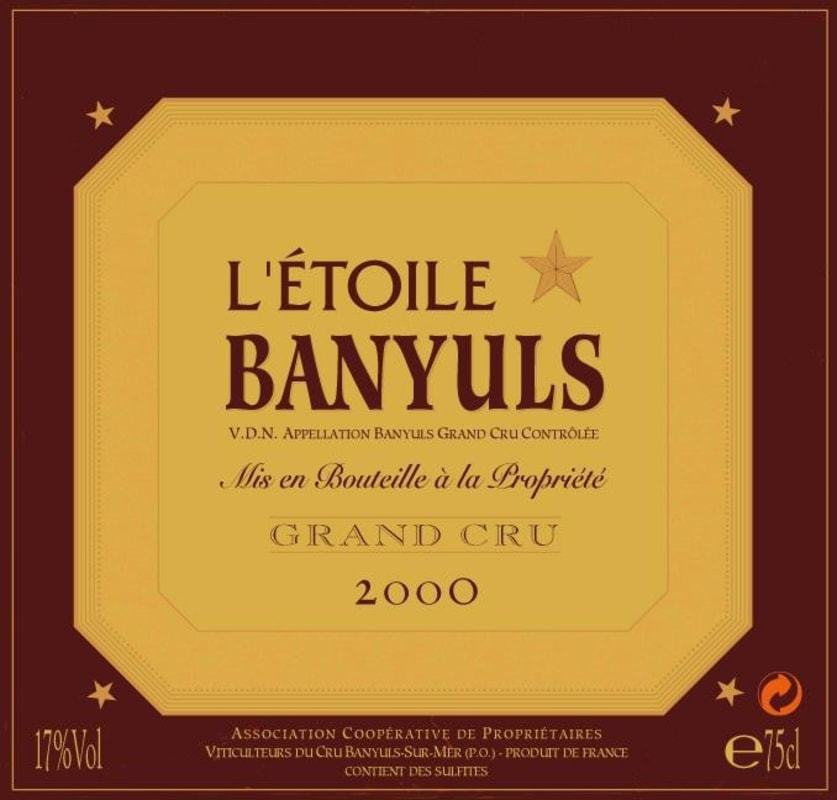 Banyuls l'Etoile Grand Cru 2000 Front Label