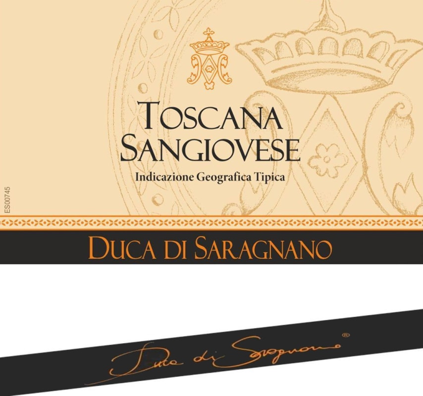 Barbanera Toscana Duca di Saragnano Sangiovese 2015 Front Label