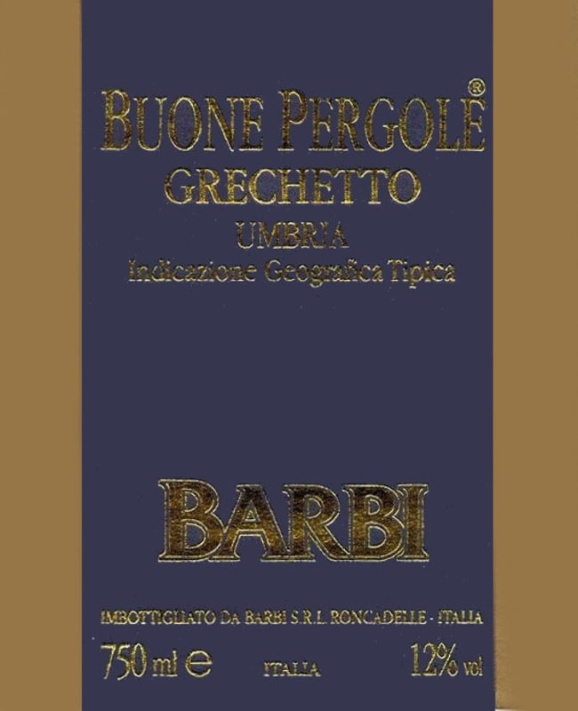 Barbi Vini Buone Pergole Grechetto 2015 Front Label