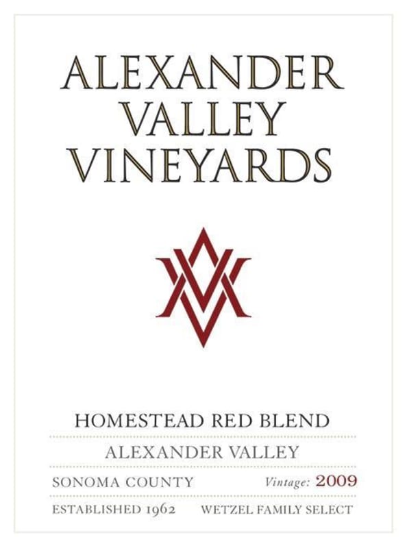 Alexander Valley Vineyards Wetzel Family Homestead Red 2009 Front Label