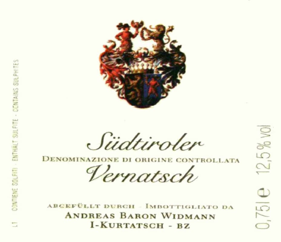 Baron Widmann Vernatsch Sudtirol 2015 Front Label