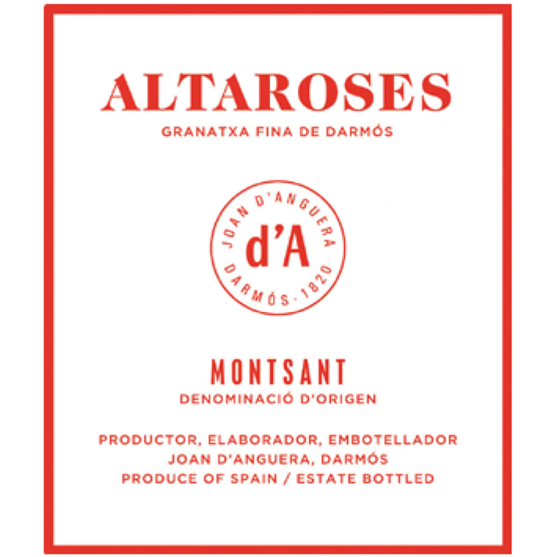 Joan d'Anguera Altaroses 2015 Front Label