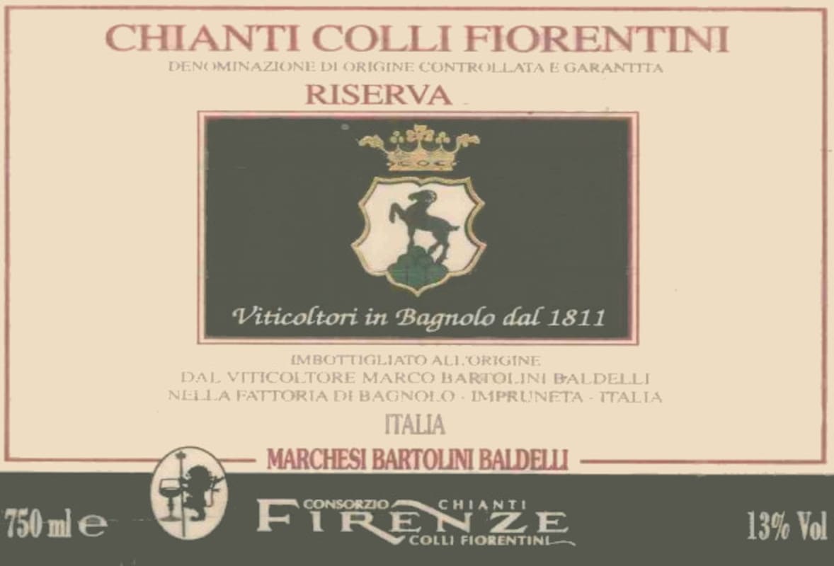 Bartolini Baldelli Fattoria di Bagnolo Chianti Colli Fiorentini Riserva 2001 Front Label
