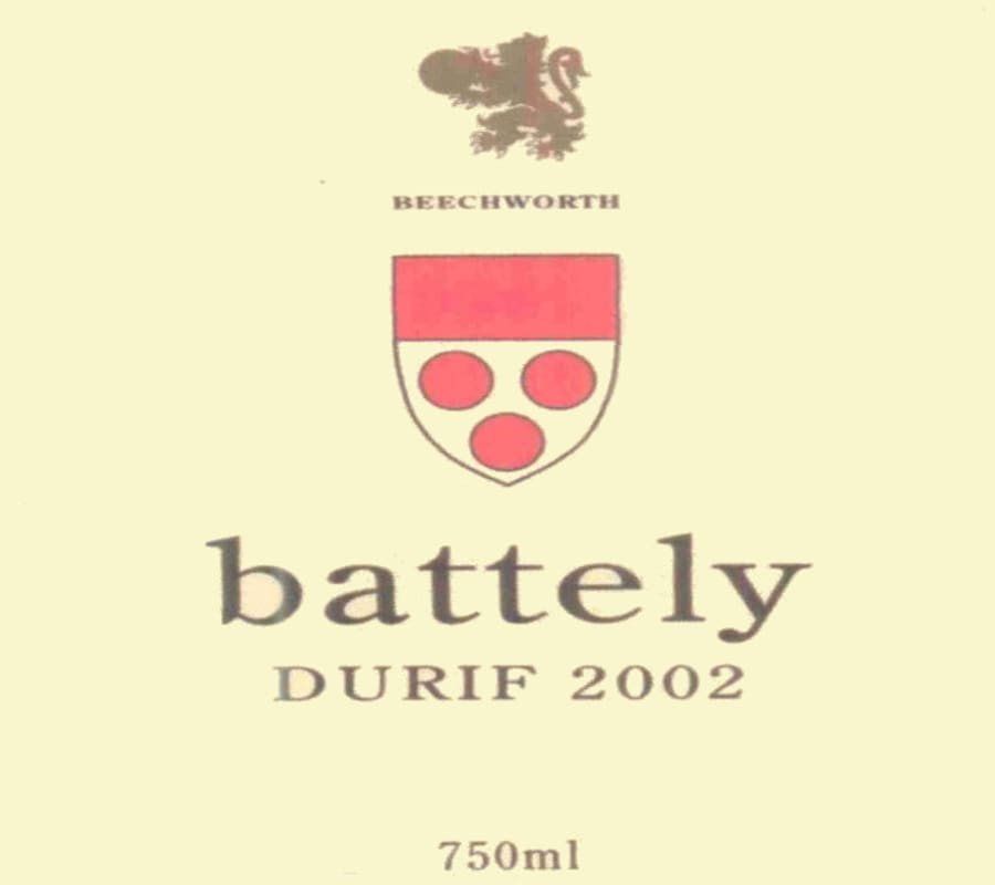 Battely Wines Durif 2002 Front Label