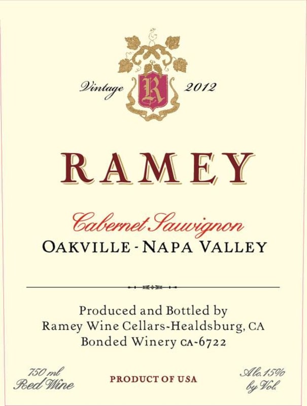 Ramey Oakville Cabernet Sauvignon 2012 Front Label