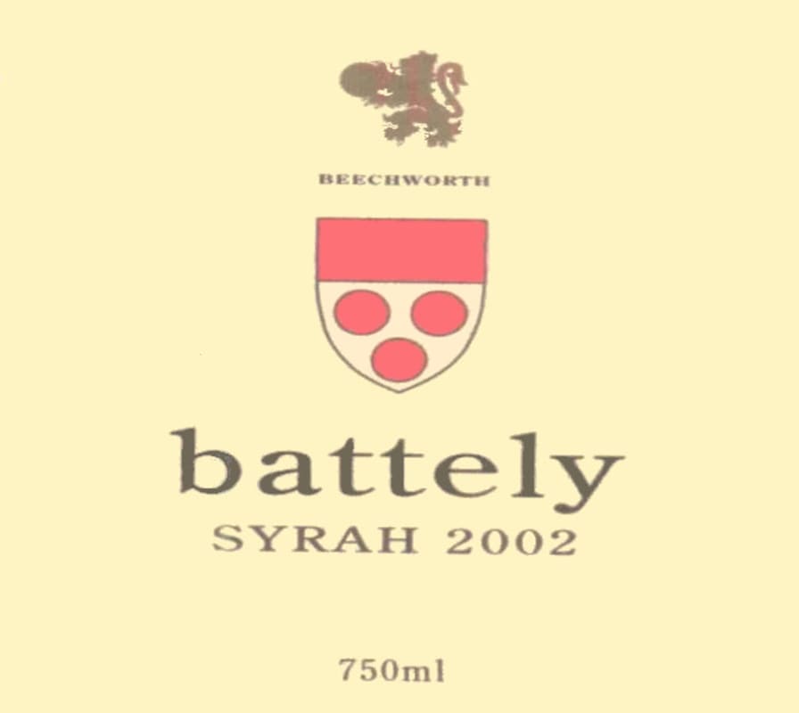 Battely Wines Battely Syrah 2002 Front Label