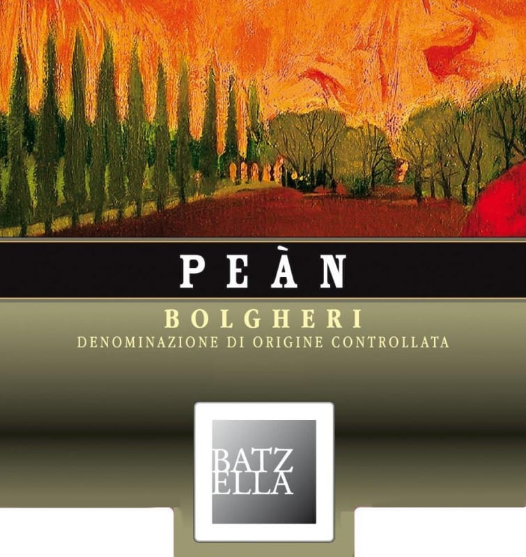 Batzella S.S.a. Bolgheri Pean Rosso 2009 Front Label