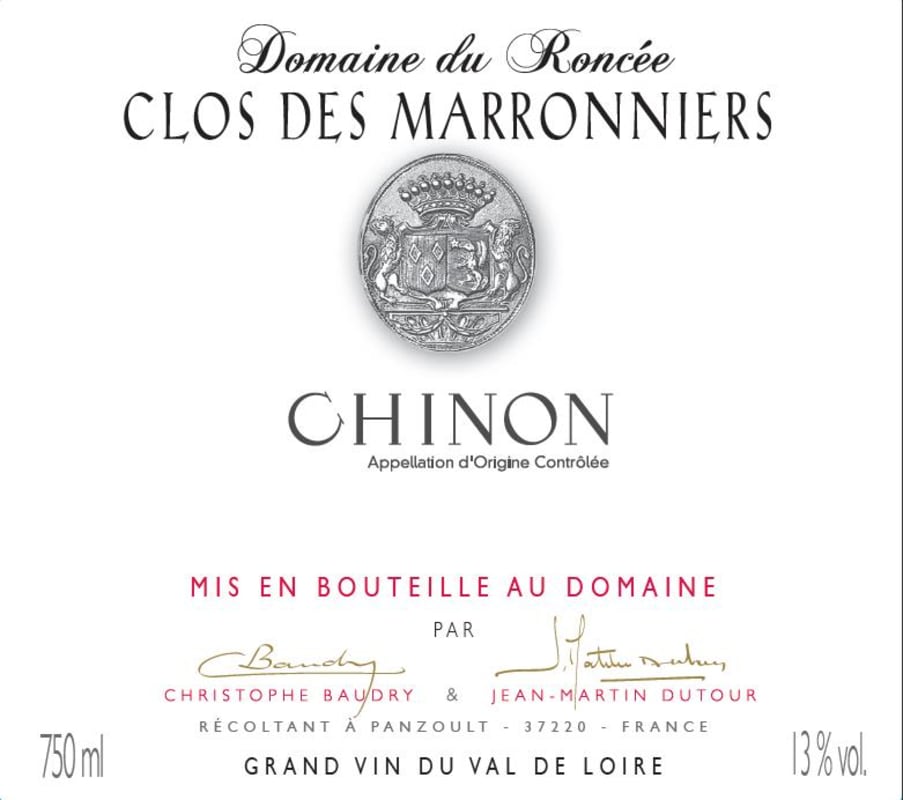 Baudry-Dutour Chinon Domaine du Roncee Clos des Marronniers 2013 Front Label