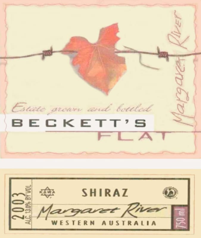 Becketts Flat Shiraz 2003 Front Label