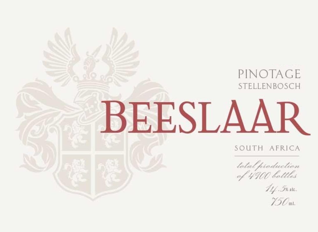Beeslaar Pinotage 2014 Front Label