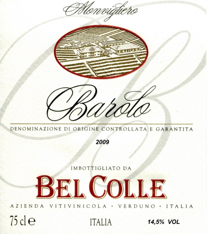 Encosta d'Aregos Barolo Monvigliero 2009 Front Label