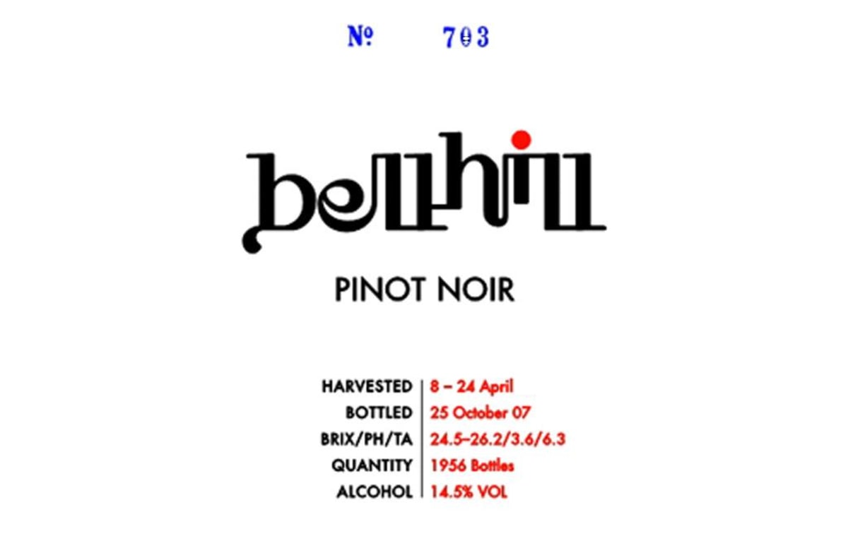 Bell Hill Vineyard Pinot Noir 2008 Front Label