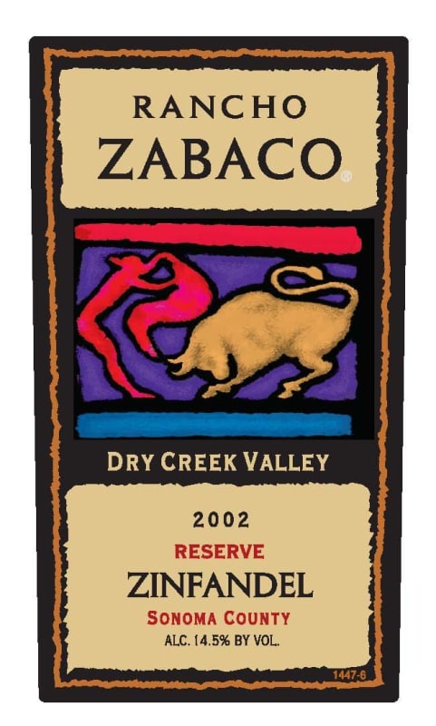 Rancho Zabaco Reserve Zinfandel 2002 Front Label