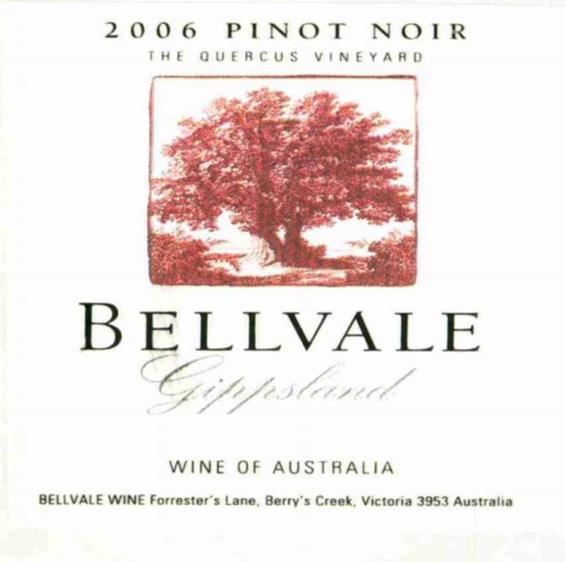 Bellvale Wine The Quercus Vineyard Pinot Noir 2006 Front Label