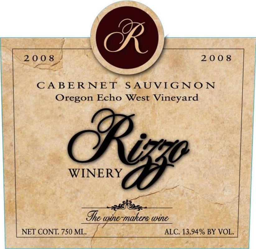 Rizzo Winery Cabernet Sauvignon Echo West Vineyards 2008 Front Label