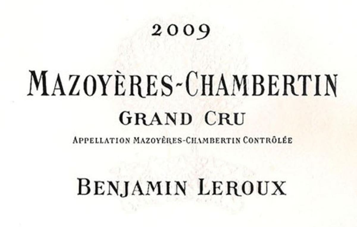 Benjamin Leroux Cote de Nuits Mazoyeres-Chambertin Grand Cru 2009 Front Label