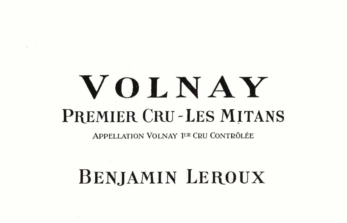 Benjamin Leroux Volnay Premier Cru Les Mitans 2012 Front Label