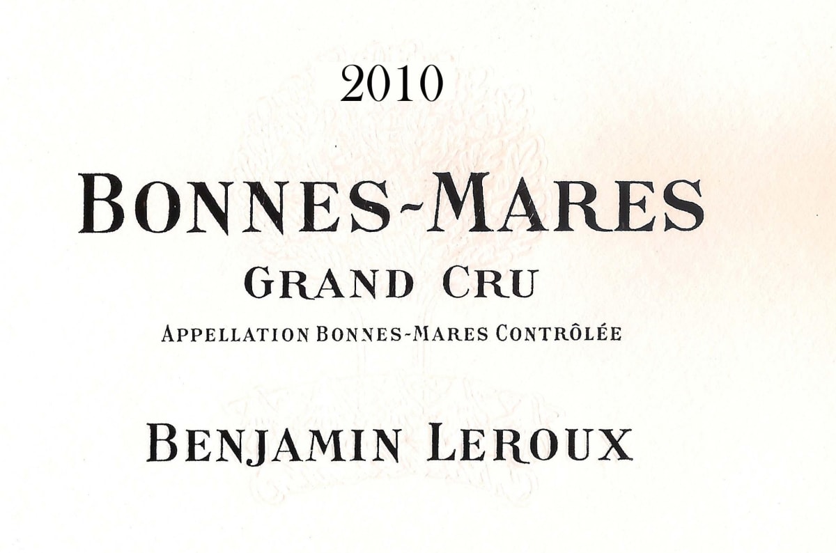 Benjamin Leroux Cote de Nuits Bonnes - Mares Grand Cru 2010 Front Label