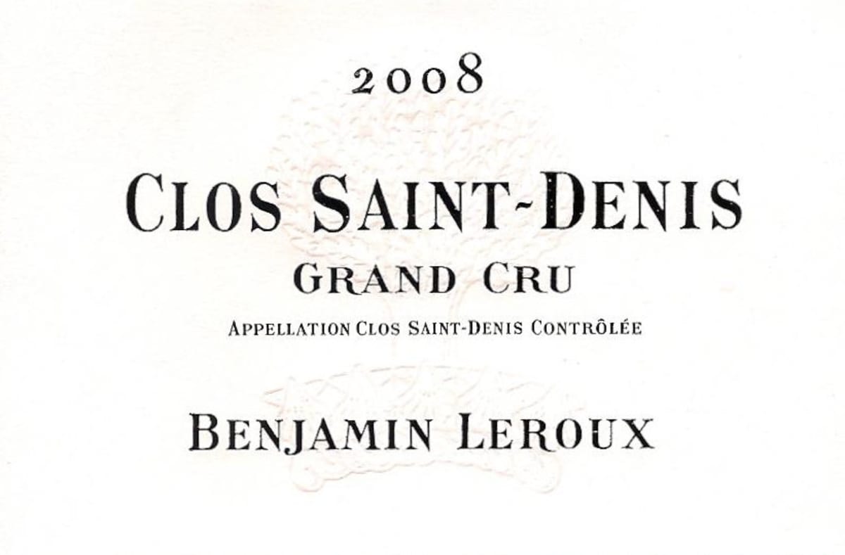 Benjamin Leroux Clos Saint-Denis Grand Cru 2008 Front Label