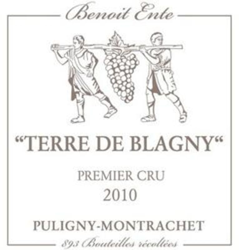 Benoit Ente Puligny-Montrachet Terre de Blagny Premier Cru 2010 Front Label