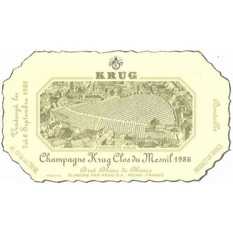 Krug Clos du Mesnil Brut Blanc de Blancs 1986 Front Label