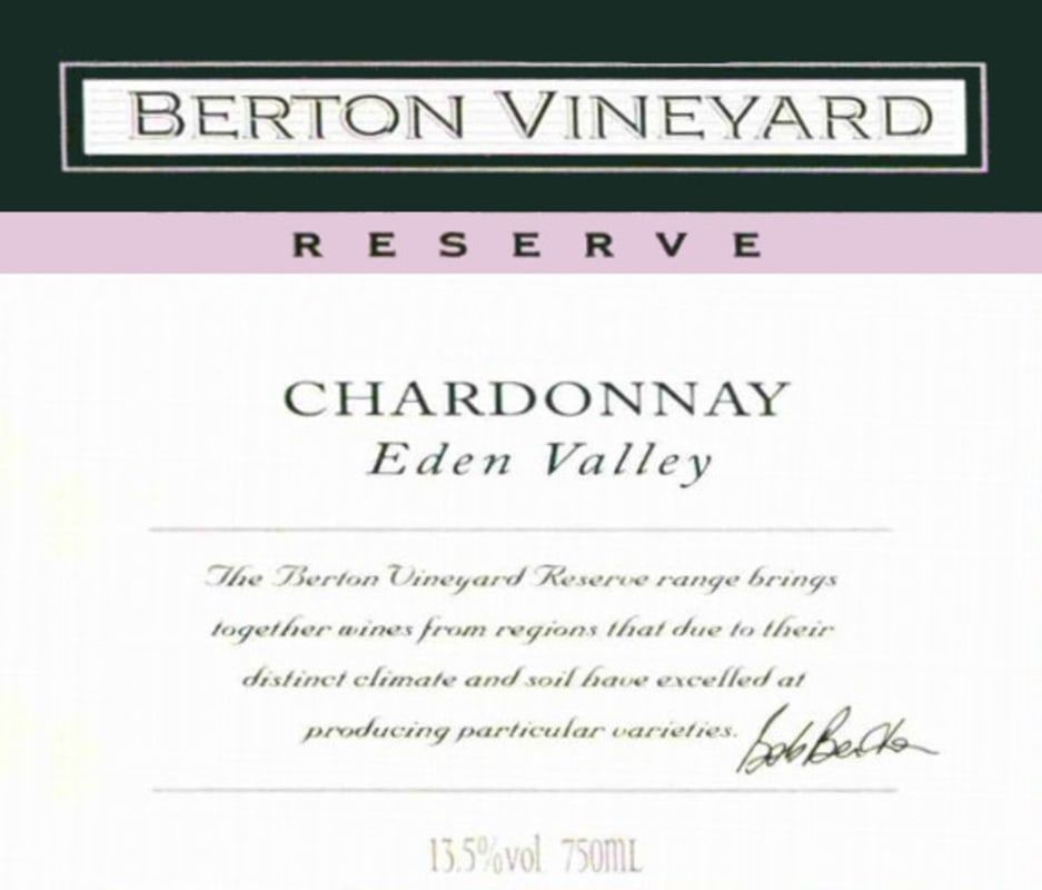 Berton Vineyards Reserve Chardonnay 2008 Front Label