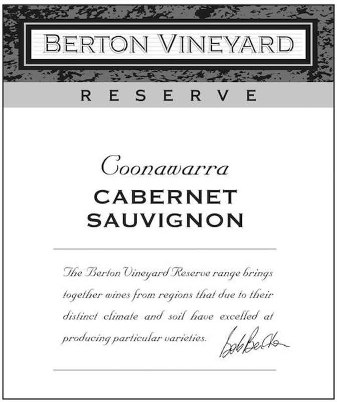 Berton Vineyards Coonawarra Reserve Cabernet Sauvignon 2014 Front Label