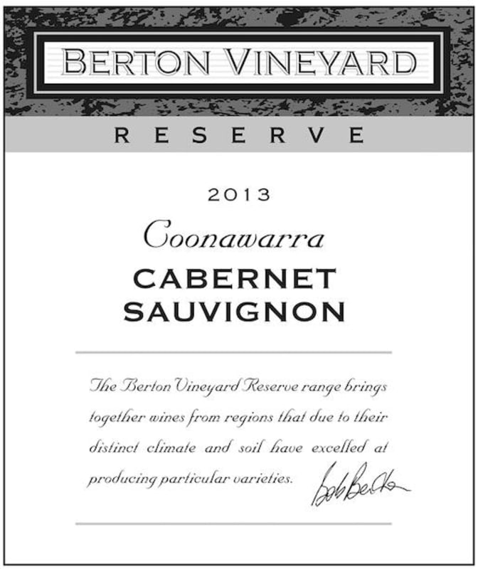 Berton Vineyards Coonawarra Reserve Cabernet Sauvignon 2013 Front Label