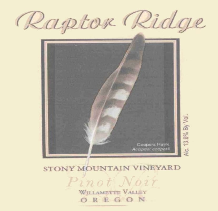 Raptor Ridge Stony Mountain Vineyard Pinot Noir 2006 Front Label