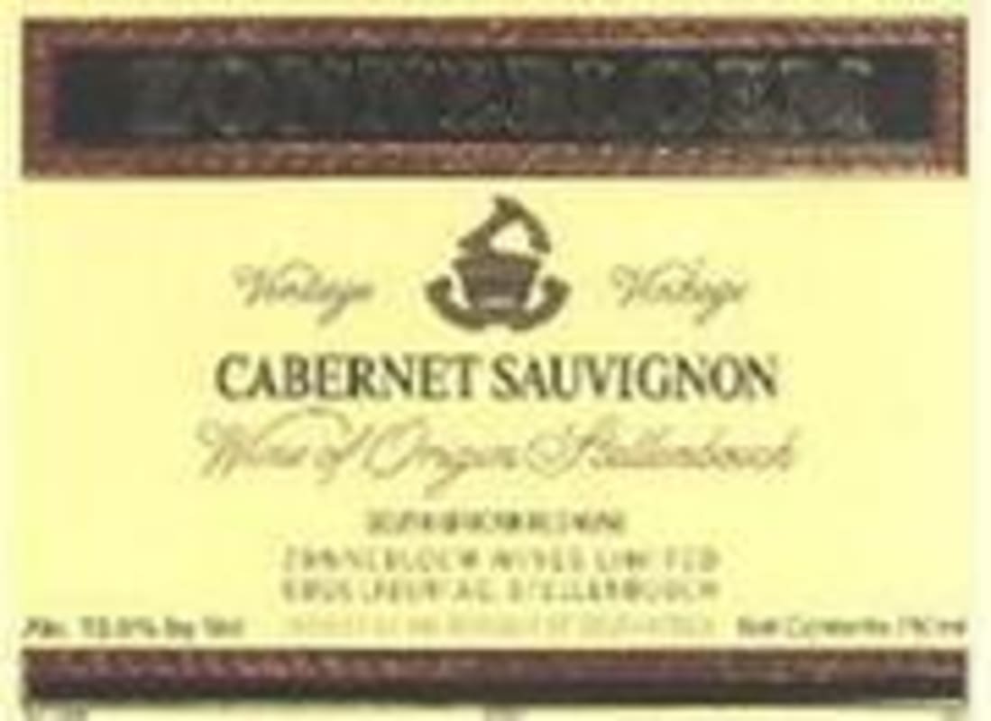 Zonnebloem Cabernet Sauvignon 1998 Front Label