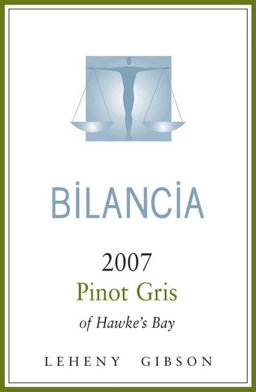 Bilancia Limited Pinot Gris 2007 Front Label