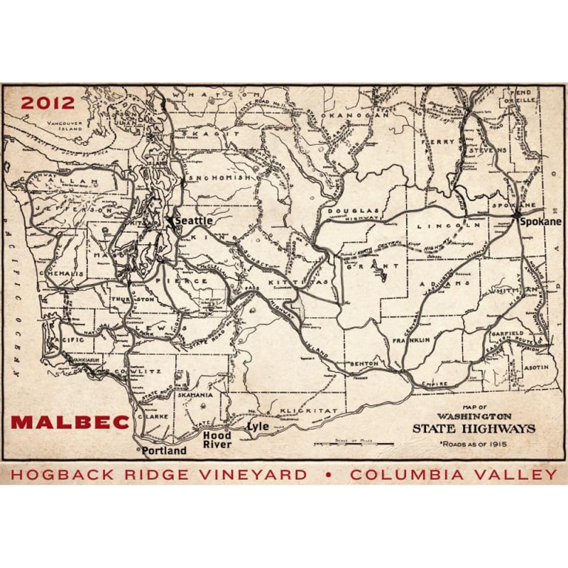 COR Cellars Hogback Vineyard Malbec 2012 Front Label