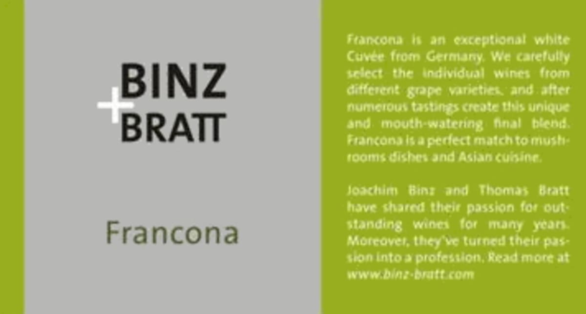 Binz + Bratt Franconia 2011 Front Label