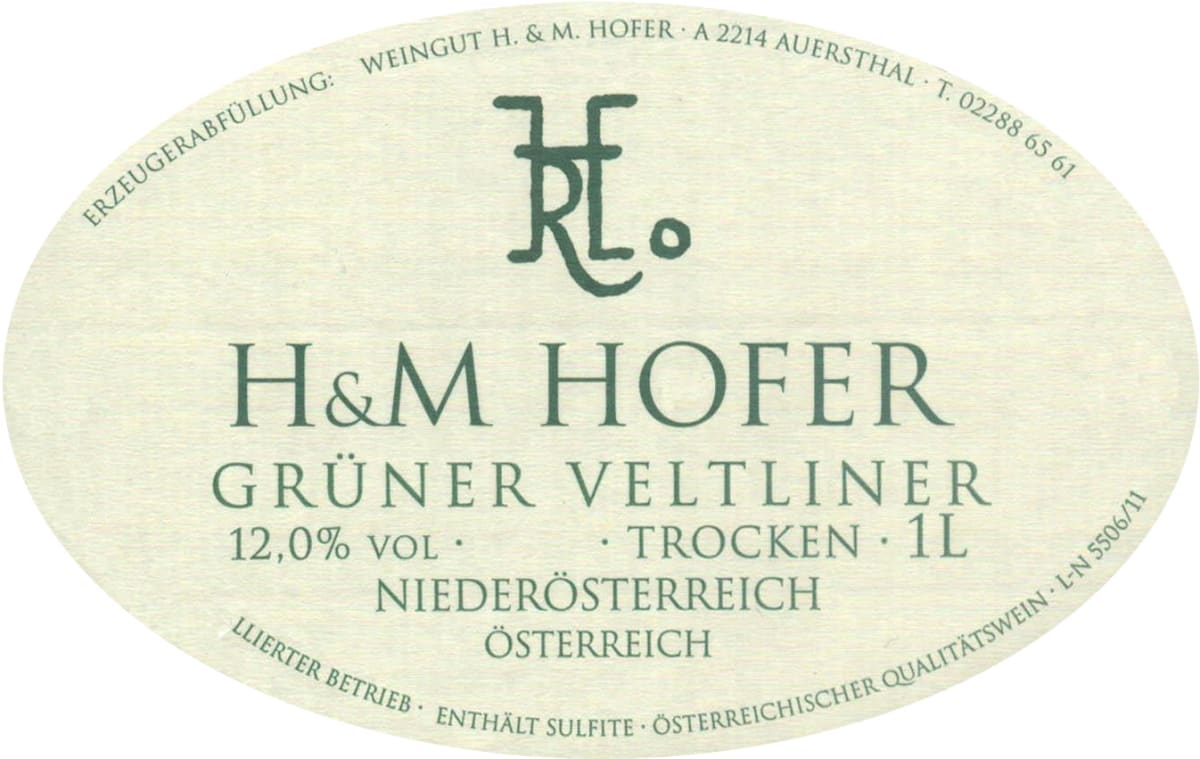 Bioweingut Hofer H U M Gruner Veltliner 2014 Front Label