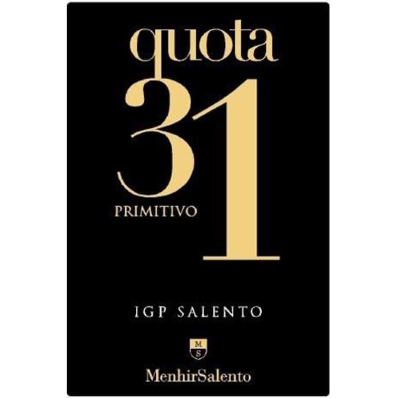 Vini Menhir Quota 31 Primitivo 2013 Front Label