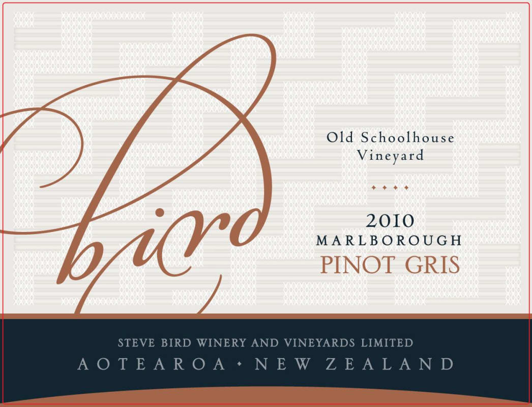 Bird Wines Old Schoolhouse Vineyard Pinot Gris 2010 Front Label