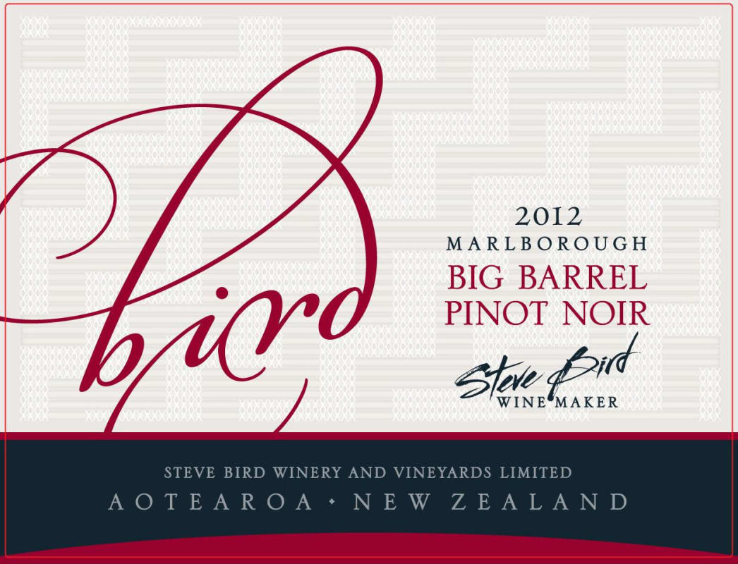 Bird Wines Big Barrel Pinot Noir 2012 Front Label