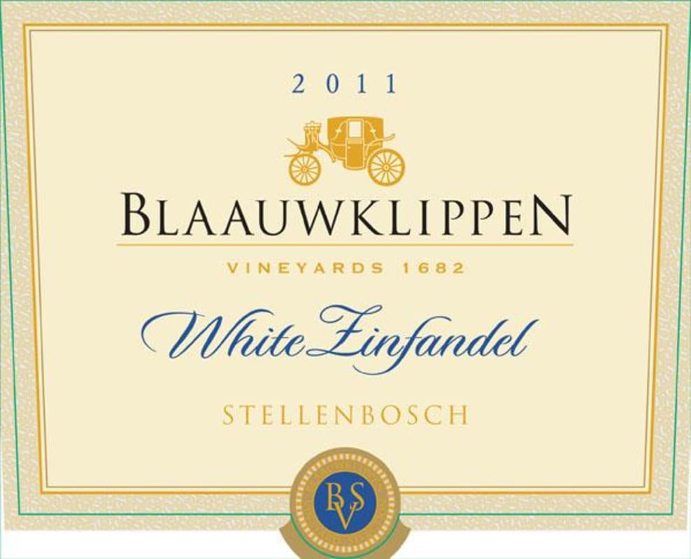 Blaauwklippen Vineyards White Zinfandel 2011 Front Label