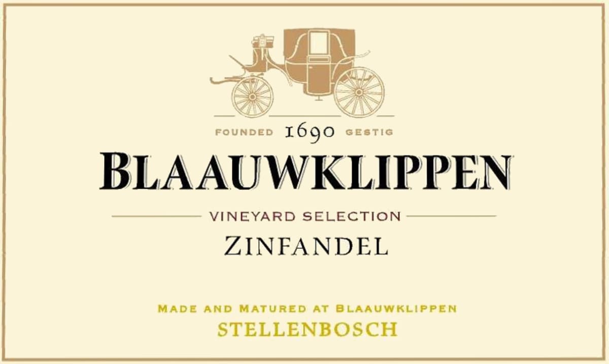 Blaauwklippen Vineyards Vineyard Selection Zinfandel 2013 Front Label