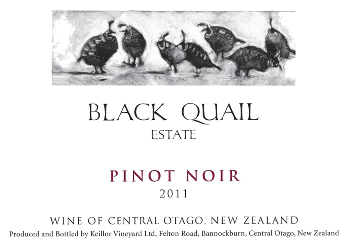 Black Quail Estate Pinot Noir 2011 Front Label