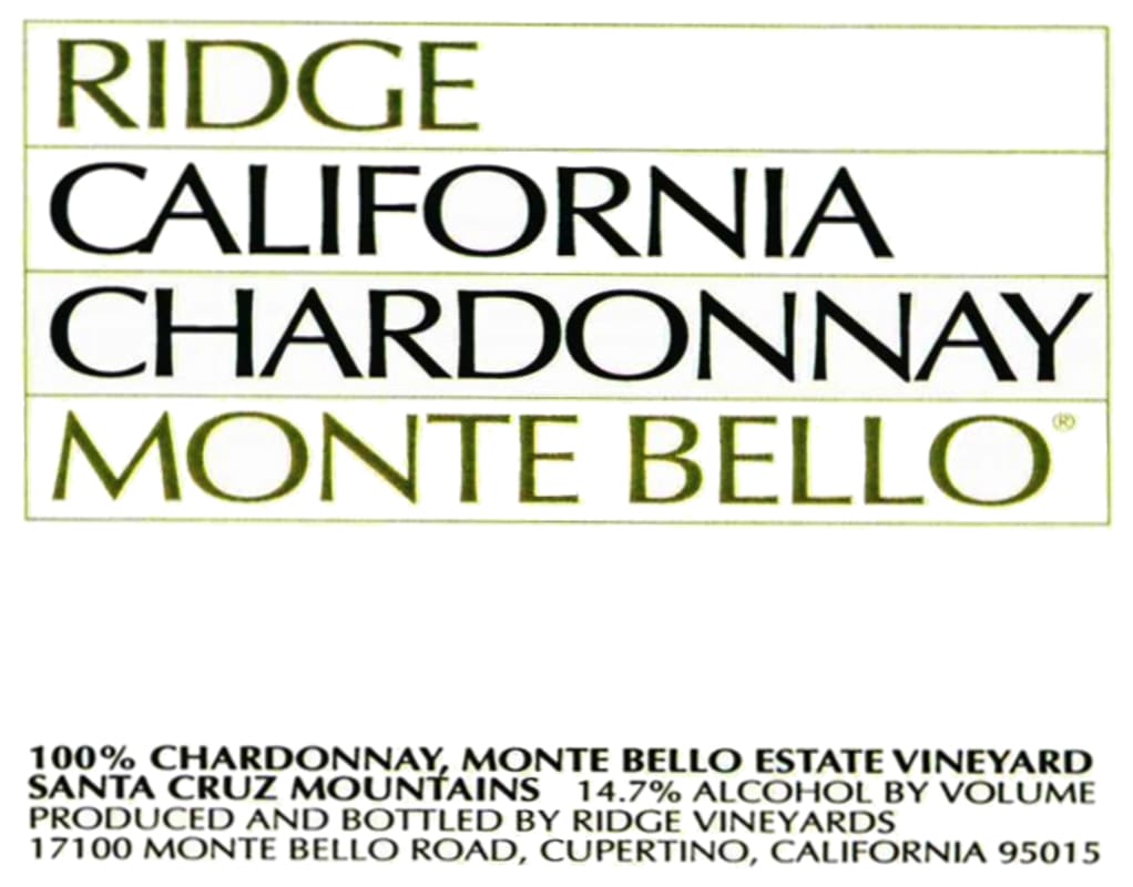 Ridge Monte Bello Chardonnay 2006 Front Label