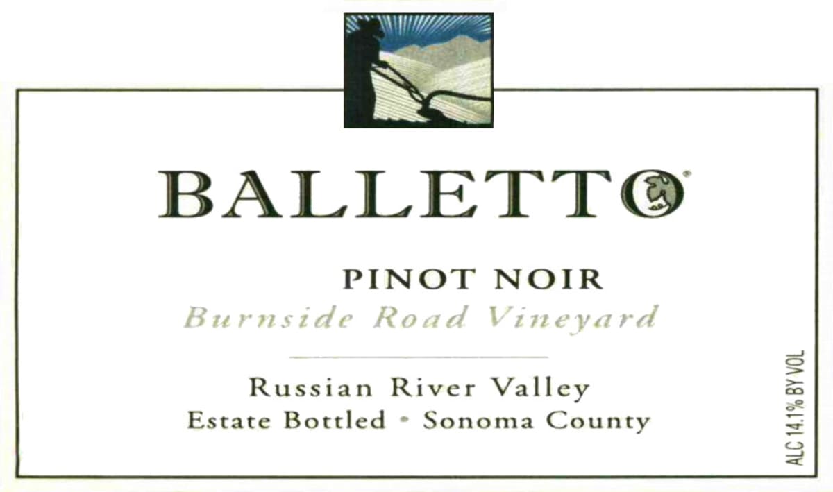 Balletto Winery Burnside Road Pinot Noir 2012 Front Label