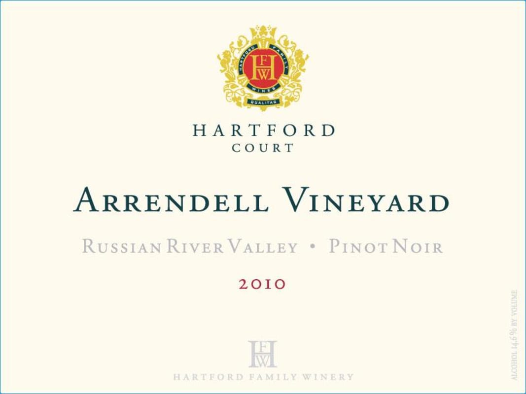 Hartford Russian River Valley Arrendell Vineyard Pinot Noir 2010 Front Label