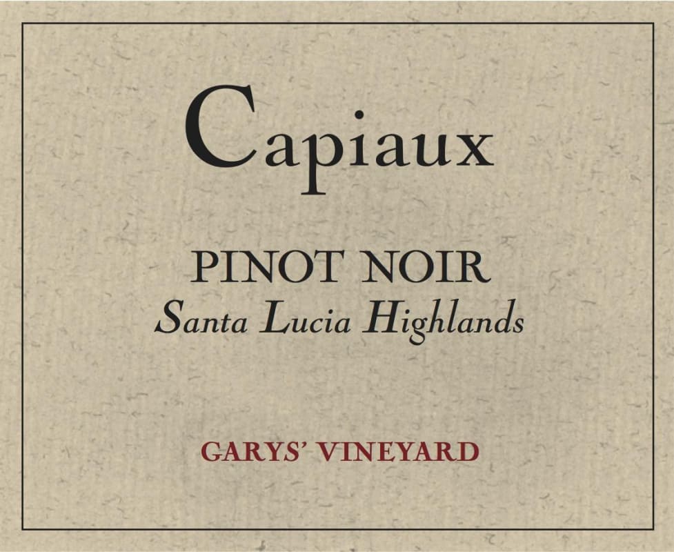 Capiaux Cellars Garys Vineyard Pinot Noir 2015 Front Label