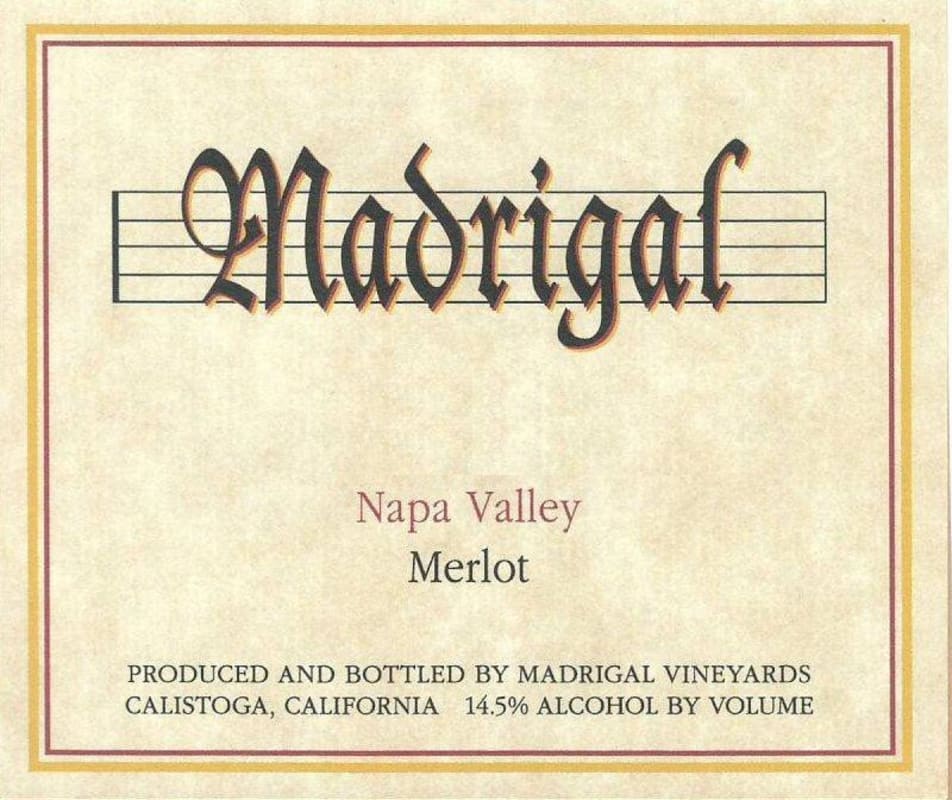 Madrigal Vineyards Merlot 2008 Front Label