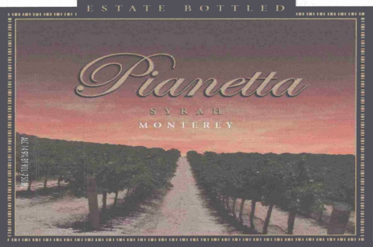 Pianetta Winery Syrah 2012 Front Label